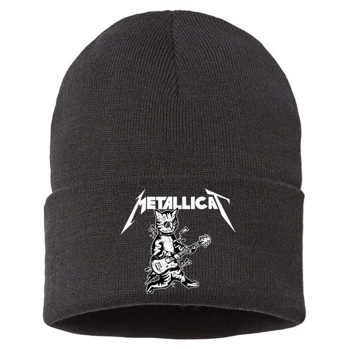 Metallicat Funny Cat Sustainable Knit Beanie