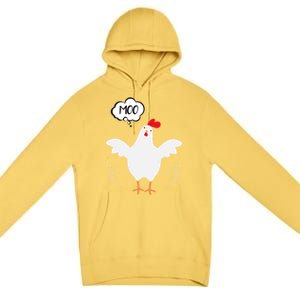 Moo Funny Cow Chicken Premium Pullover Hoodie