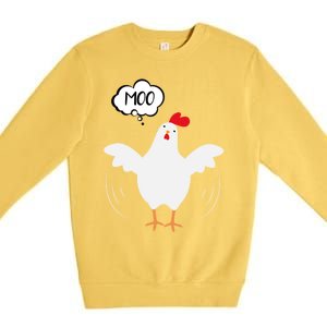 Moo Funny Cow Chicken Premium Crewneck Sweatshirt