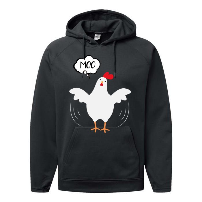 Moo Funny Cow Chicken Performance Fleece Hoodie