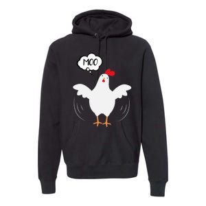 Moo Funny Cow Chicken Premium Hoodie