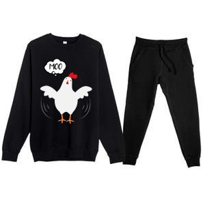 Moo Funny Cow Chicken Premium Crewneck Sweatsuit Set