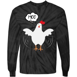 Moo Funny Cow Chicken Tie-Dye Long Sleeve Shirt