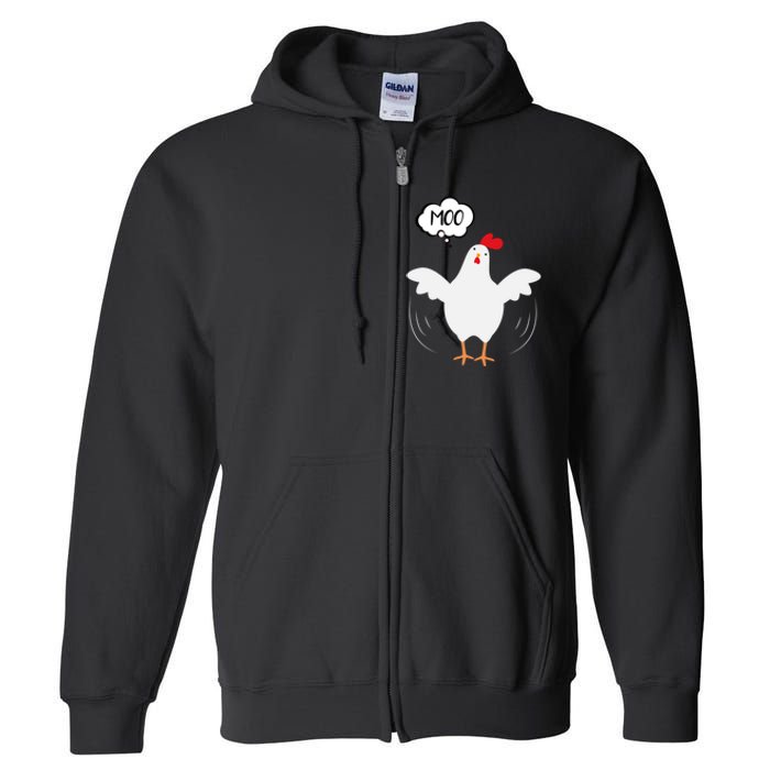 Moo Funny Cow Chicken Full Zip Hoodie