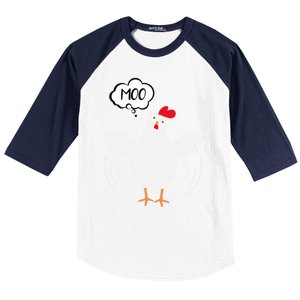 Moo Funny Cow Chicken Baseball Sleeve Shirt