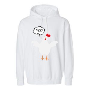 Moo Funny Cow Chicken Garment-Dyed Fleece Hoodie