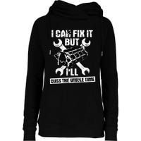 Mechanic Funny Car Repair Design On Back Womens Funnel Neck Pullover Hood