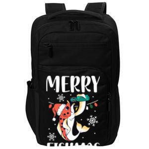 Merry Fishmas Christmas Funny Fishing Fish Santa Snow Cute Gift Impact Tech Backpack