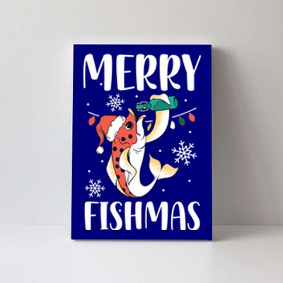 Merry Fishmas Christmas Funny Fishing Fish Santa Snow Cute Gift Canvas