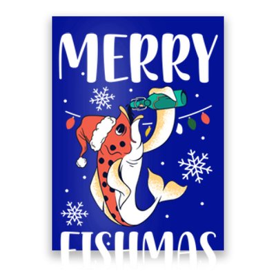 Merry Fishmas Christmas Funny Fishing Fish Santa Snow Cute Gift Poster