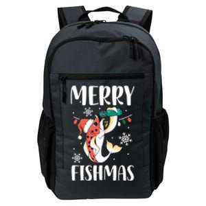 Merry Fishmas Christmas Funny Fishing Fish Santa Snow Cute Gift Daily Commute Backpack