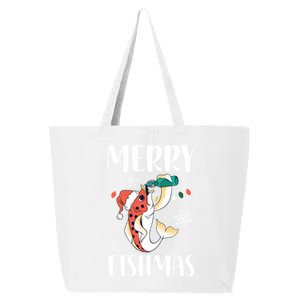 Merry Fishmas Christmas Funny Fishing Fish Santa Snow Cute Gift 25L Jumbo Tote