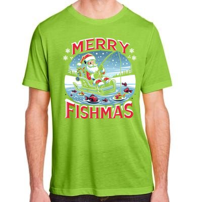 Merry Fishmas Christmas Funny Fishing Gift Adult ChromaSoft Performance T-Shirt