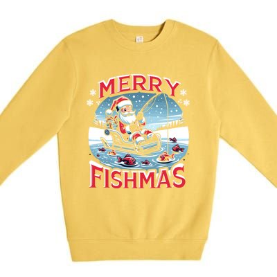 Merry Fishmas Christmas Funny Fishing Gift Premium Crewneck Sweatshirt