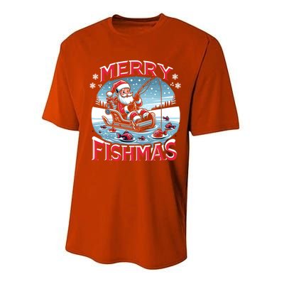 Merry Fishmas Christmas Funny Fishing Gift Performance Sprint T-Shirt