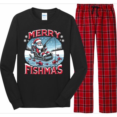 Merry Fishmas Christmas Funny Fishing Gift Long Sleeve Pajama Set