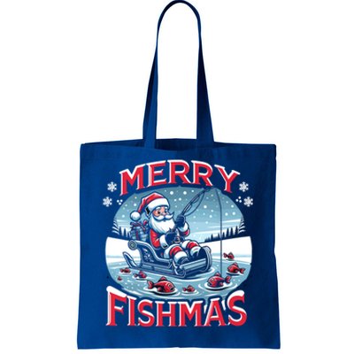 Merry Fishmas Christmas Funny Fishing Gift Tote Bag