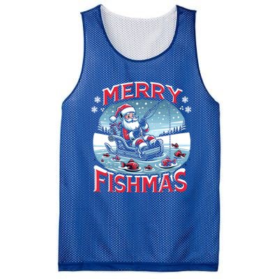 Merry Fishmas Christmas Funny Fishing Gift Mesh Reversible Basketball Jersey Tank