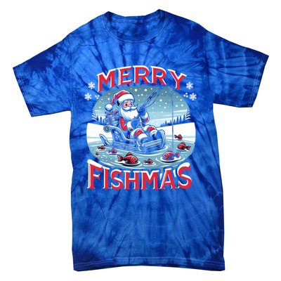 Merry Fishmas Christmas Funny Fishing Gift Tie-Dye T-Shirt