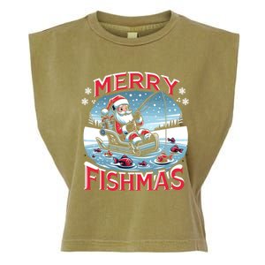 Merry Fishmas Christmas Funny Fishing Gift Garment-Dyed Women's Muscle Tee