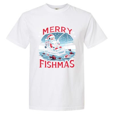 Merry Fishmas Christmas Funny Fishing Gift Garment-Dyed Heavyweight T-Shirt