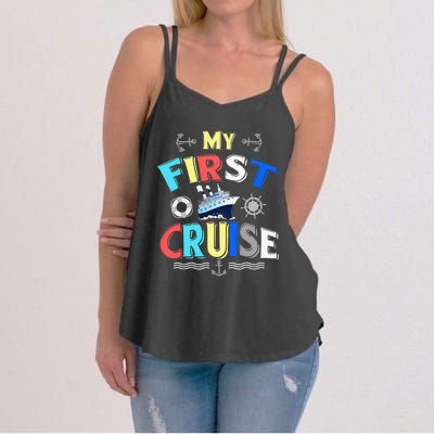 My First Cruise  Girls Boys Cruising and Sailing Women's Strappy Tank