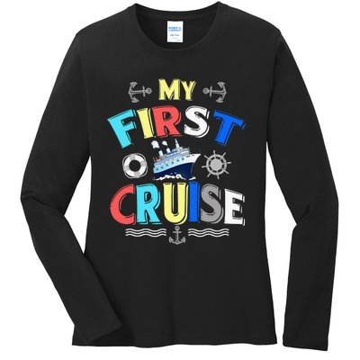 My First Cruise  Girls Boys Cruising and Sailing Ladies Long Sleeve Shirt