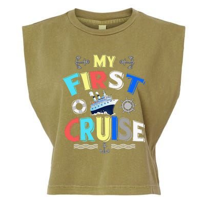 My First Cruise  Girls Boys Cruising and Sailing Garment-Dyed Women's Muscle Tee