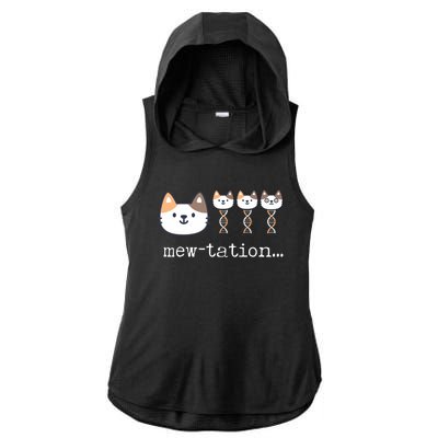 Mewtation Funny Cat Science Dna Cells Biology Teacher Ladies PosiCharge Tri-Blend Wicking Draft Hoodie Tank