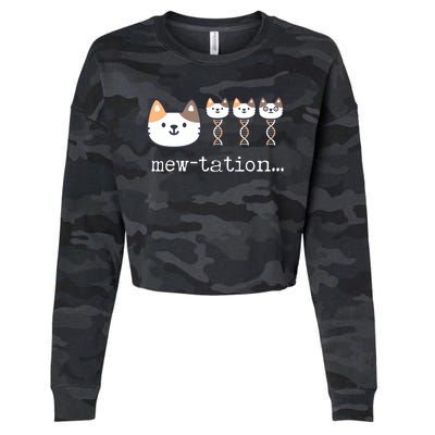 Mewtation Funny Cat Science Dna Cells Biology Teacher Cropped Pullover Crew