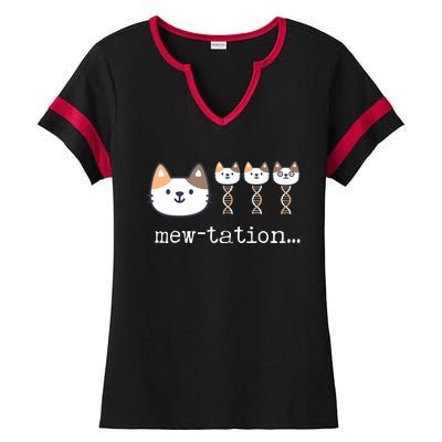 Mewtation Funny Cat Science Dna Cells Biology Teacher Ladies Halftime Notch Neck Tee