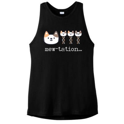 Mewtation Funny Cat Science Dna Cells Biology Teacher Ladies PosiCharge Tri-Blend Wicking Tank