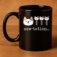 Mewtation Funny Cat Science Dna Cells Biology Teacher 11oz C Handle Ceramic Mug