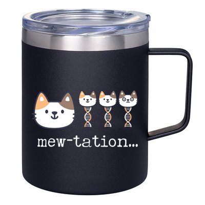 Mewtation Funny Cat Science Dna Cells Biology Teacher 12oz Stainless Steel Coffee Mug
