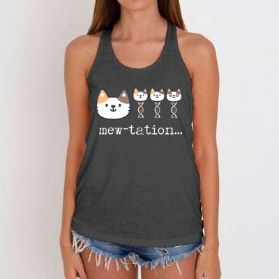 Mewtation Funny Cat Science Dna Cells Biology Teacher Women's Knotted Racerback Tank