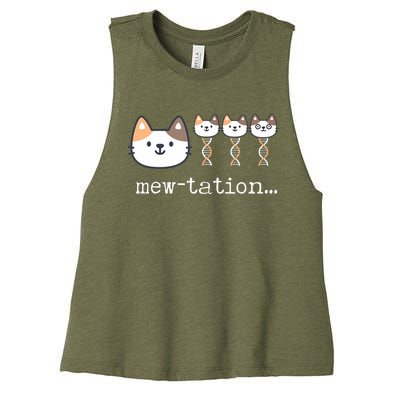 Mewtation Funny Cat Science Dna Cells Biology Teacher Women's Racerback Cropped Tank