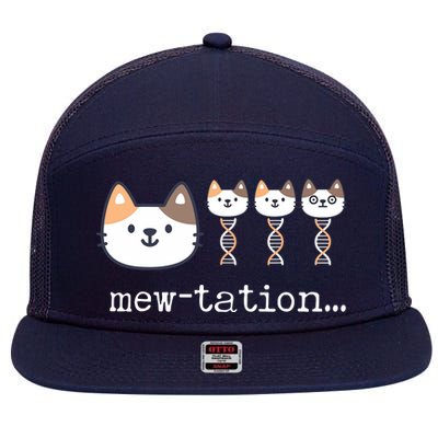 Mewtation Funny Cat Science Dna Cells Biology Teacher 7 Panel Mesh Trucker Snapback Hat