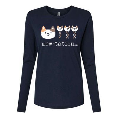 Mewtation Funny Cat Science Dna Cells Biology Teacher Womens Cotton Relaxed Long Sleeve T-Shirt