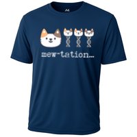 Mewtation Funny Cat Science Dna Cells Biology Teacher Cooling Performance Crew T-Shirt