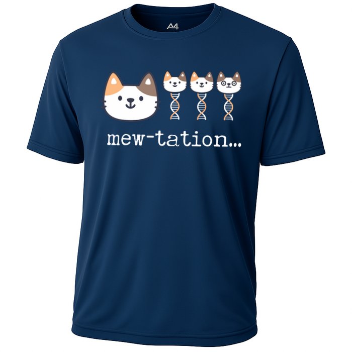 Mewtation Funny Cat Science Dna Cells Biology Teacher Cooling Performance Crew T-Shirt