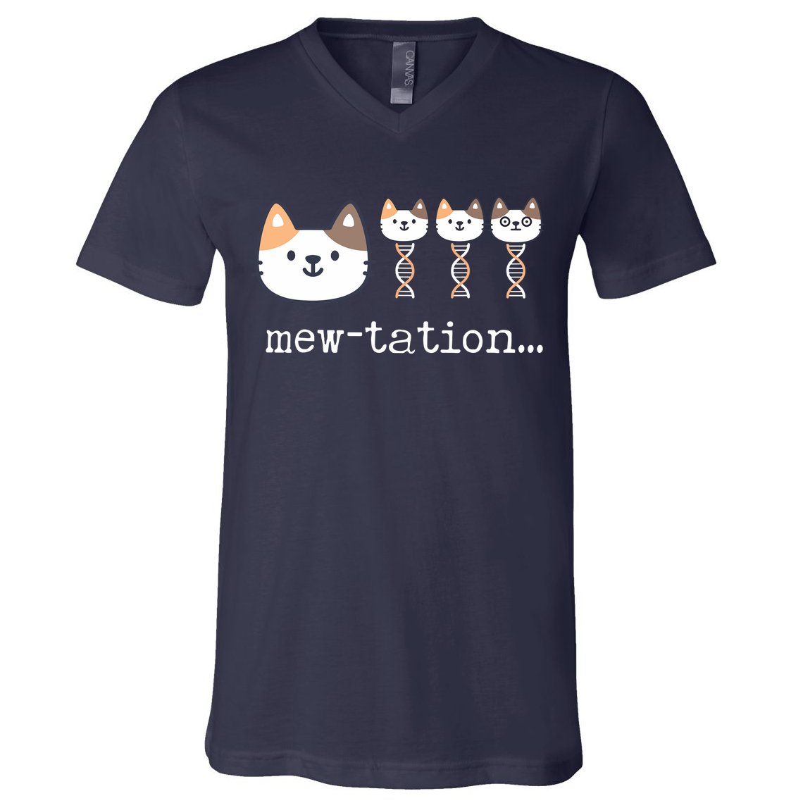 Mewtation Funny Cat Science Dna Cells Biology Teacher V-Neck T-Shirt