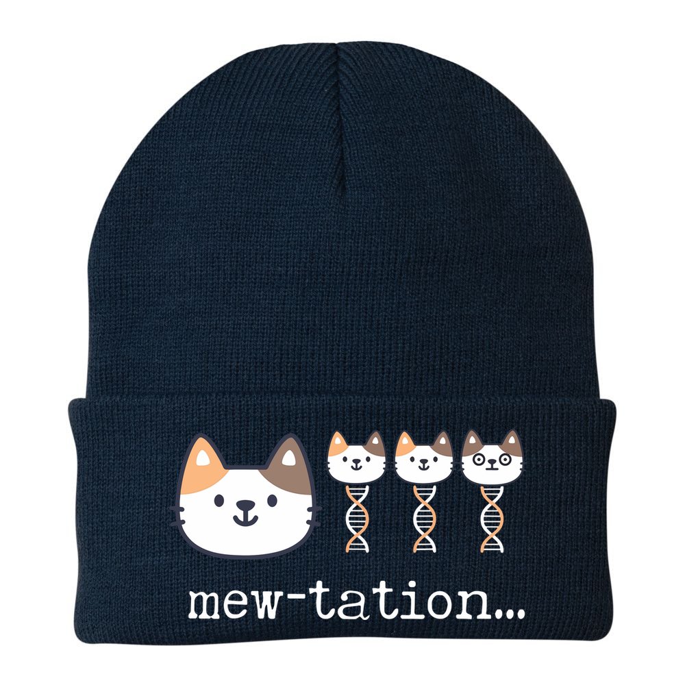 Mewtation Funny Cat Science Dna Cells Biology Teacher Beanie