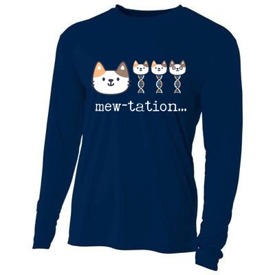 Mewtation Funny Cat Science Dna Cells Biology Teacher Cooling Performance Long Sleeve Crew