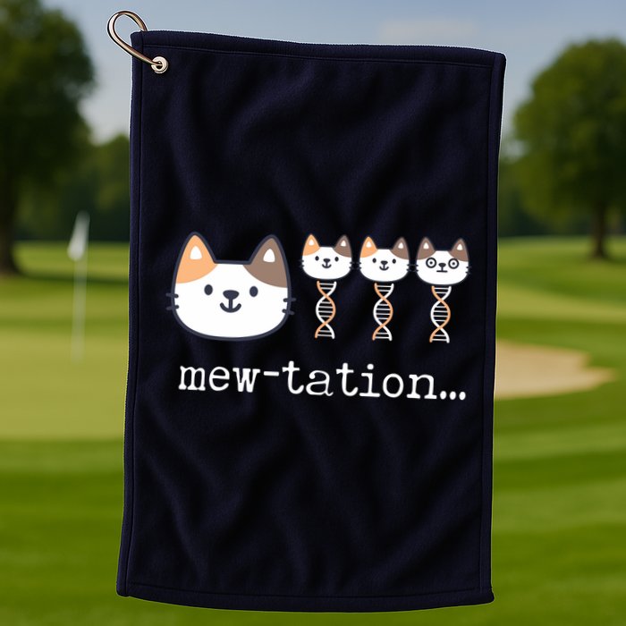 Mewtation Funny Cat Science Dna Cells Biology Teacher Golf Towel