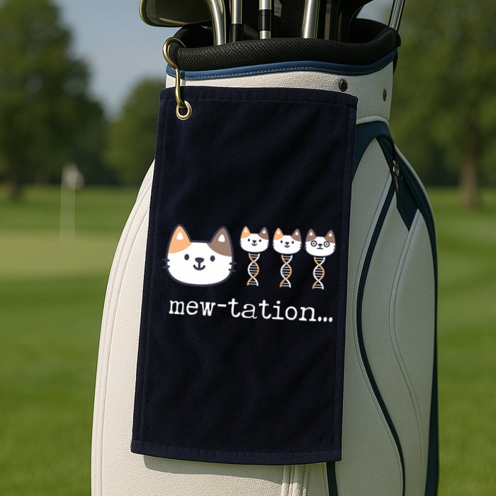 Mewtation Funny Cat Science Dna Cells Biology Teacher Golf Towel