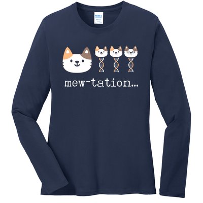 Mewtation Funny Cat Science Dna Cells Biology Teacher Ladies Long Sleeve Shirt