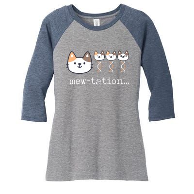 Mewtation Funny Cat Science Dna Cells Biology Teacher Women's Tri-Blend 3/4-Sleeve Raglan Shirt