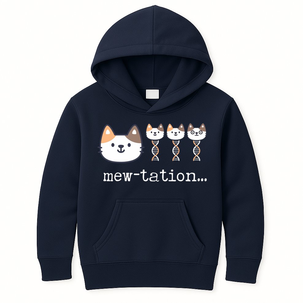 Mewtation Funny Cat Science Dna Cells Biology Teacher Kids Hoodie