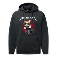 Metallicat Funny Cat Rock 90s Meow For Music Band Of Friend Performance Fleece Hoodie