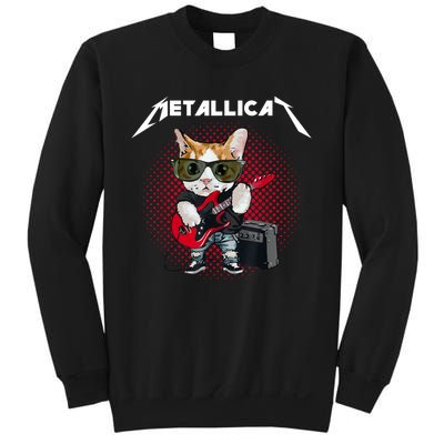 Metallicat Funny Cat Rock 90s Meow For Music Band Of Friend Sweatshirt